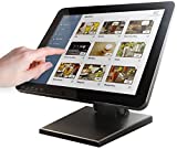15-Inch Capacitive LED Backlit Multi-Touch Monitor, True Flat Seamless Design Touchscreen with Metal POS Stand, for Office, POS, Retail, Restaurant, Bar, Gym, Warehouse