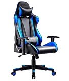 Gaming Chair Racing Office Computer Ergonomic Video Game Chair Backrest and Seat Height Adjustable Swivel Recliner Chair (Blue)