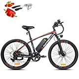 Rattan Challenger 26 Inch Electric Bicycle 48V 10.4AH Removable Lithium-ion Battery 350W Electric Bike for Adults EBike with Smart I-PAS Power System E-Bike 7 Speed Shifte (RED)