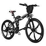 Vivi Folding Electric Bike Electric Mountain Bicycle 26" Lightweight 350W Ebike, Electric Bike for Adults with Removable 8Ah Lithium Battery,Professional 21 Speed Gears (26inch-Black)